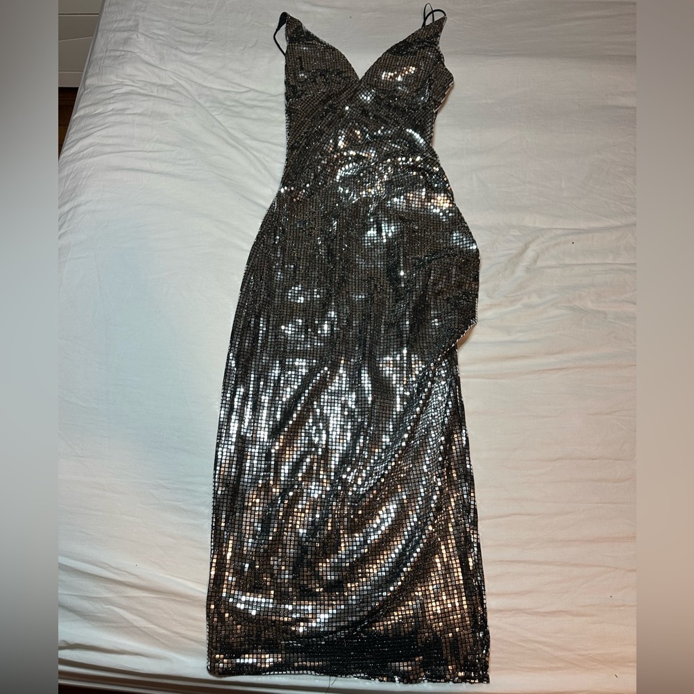 Zara Metallic One Shoulder Dress - Picture 1 of 14